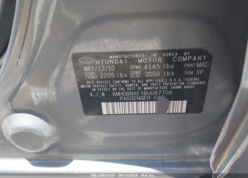 2011 HYUNDAI ELANTRA TOURING GLS VIN: KMHDB8AE1BU087709
