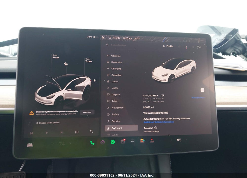 2022 TESLA MODEL 3 LONG RANGE DUAL MOTOR ALL-WHEEL DRIVE VIN: 5YJ3E1EB8NF167228