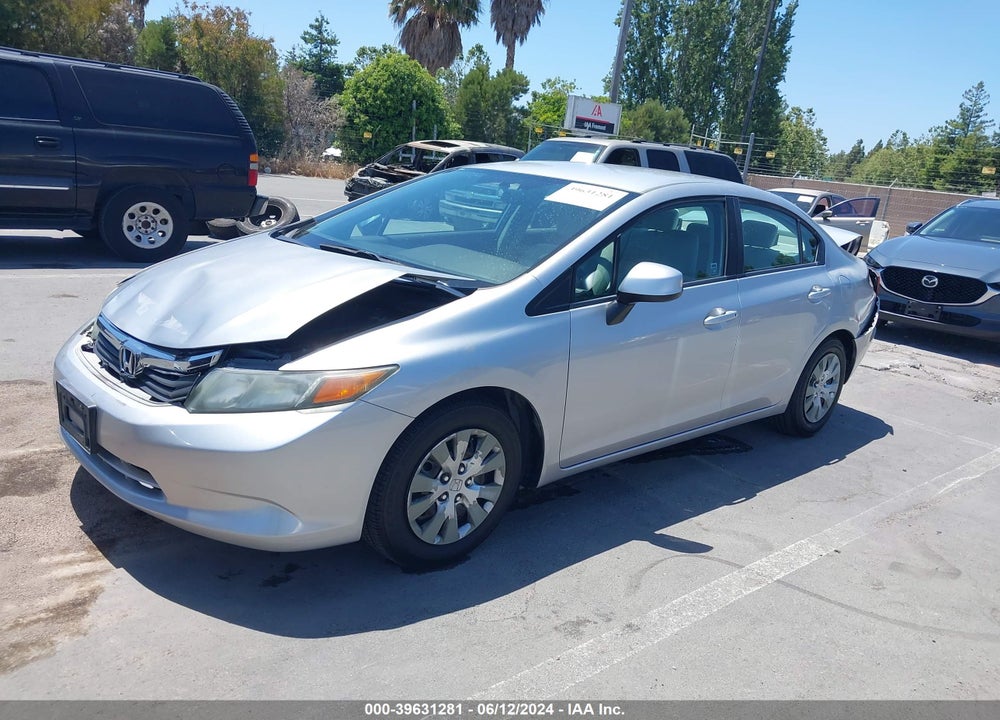 2012 HONDA CIVIC LX VIN: 19XFB2F52CE390503