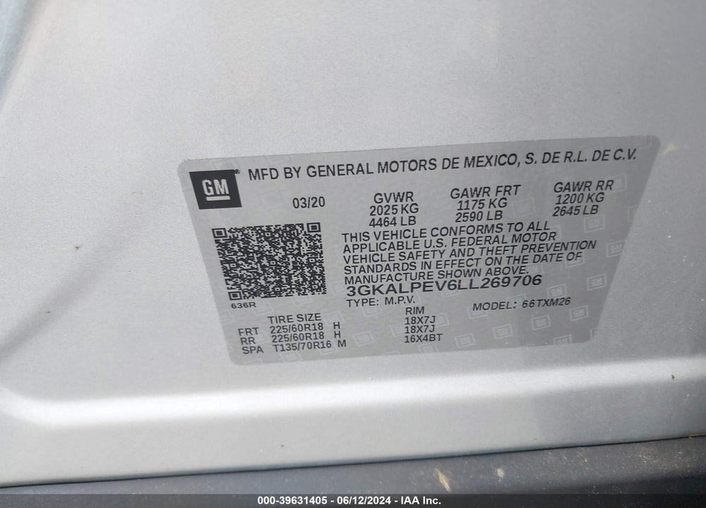 2020 GMC TERRAIN FWD SLT VIN: 3GKALPEV6LL269706
