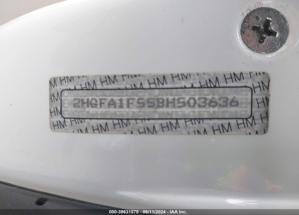 2011 HONDA CIVIC LX VIN: 2HGFA1F55BH503636
