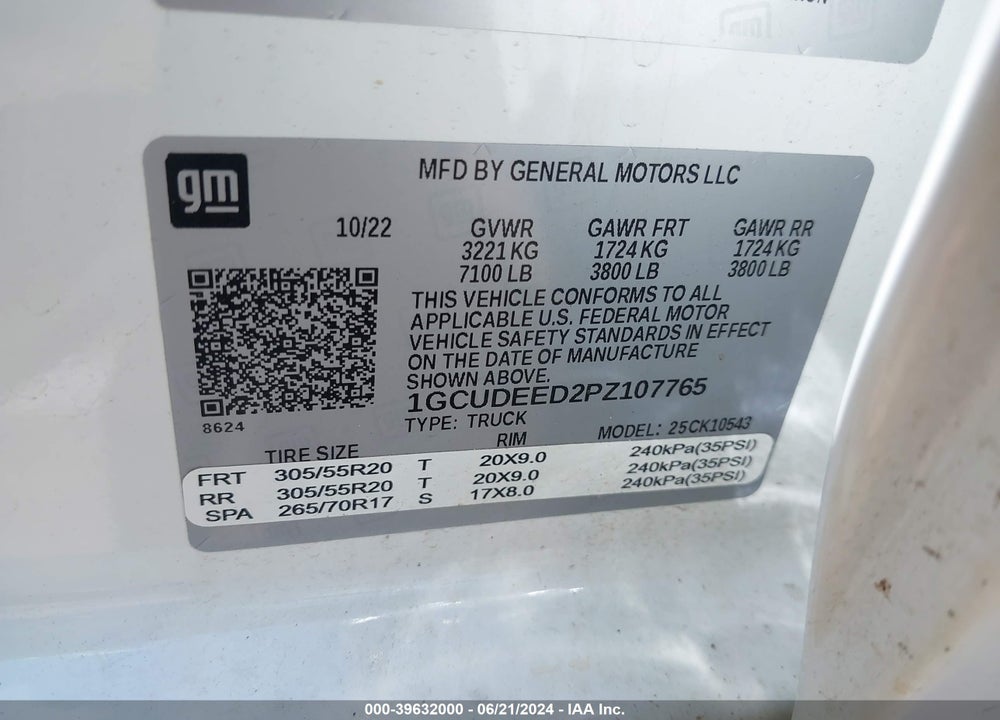 2023 CHEVROLET SILVERADO 1500 4WD SHORT BED RST VIN: 1GCUDEED2PZ107765