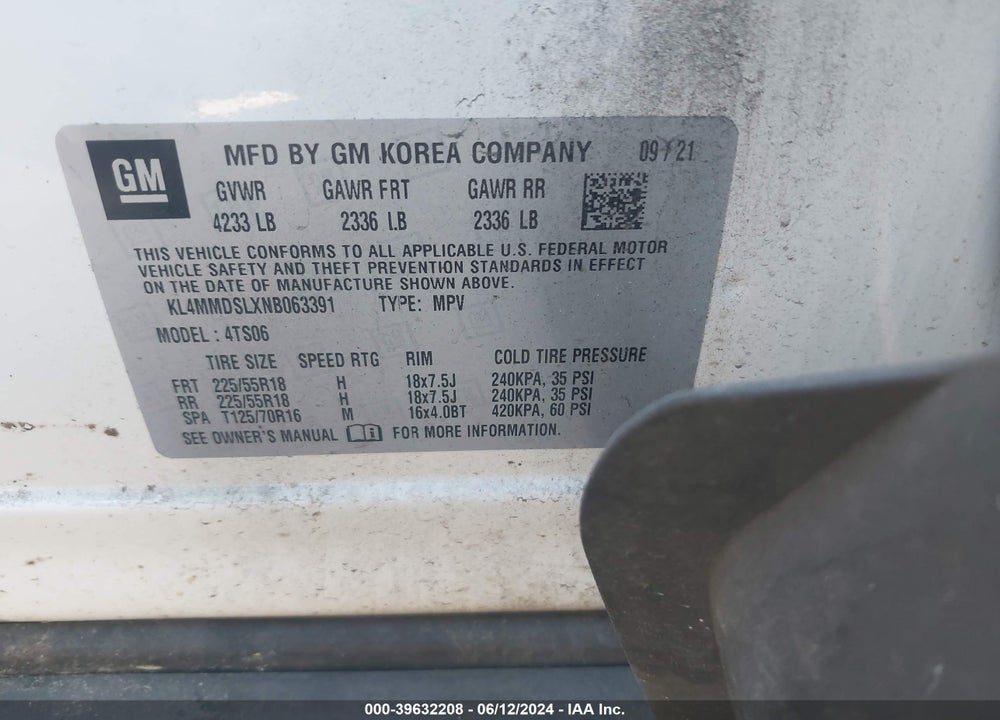 2022 BUICK ENCORE GX FWD SELECT VIN: KL4MMDSLXNB063391
