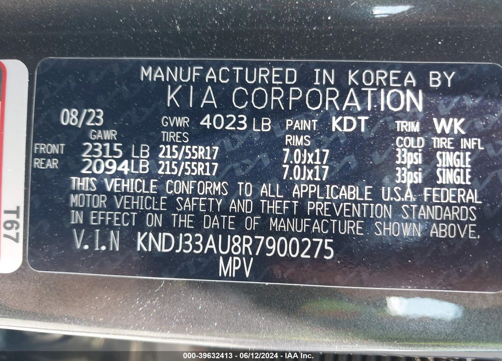 2024 KIA SOUL EX VIN: KNDJ33AU8R7900275