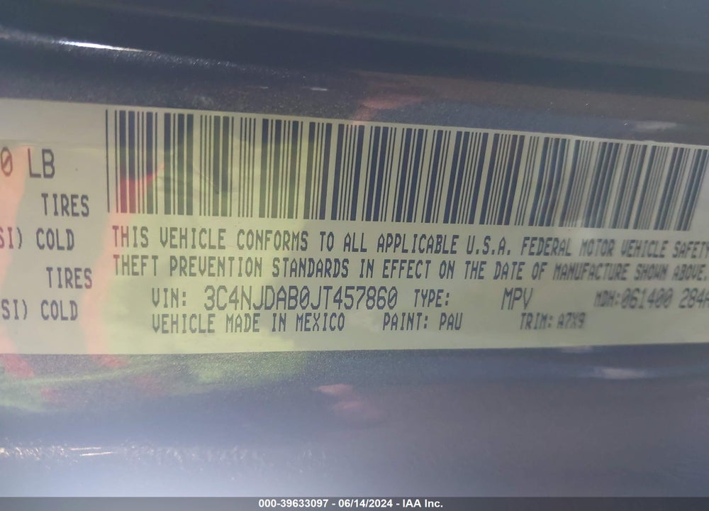 2018 JEEP COMPASS SPORT 4X4 VIN: 3C4NJDAB0JT457860