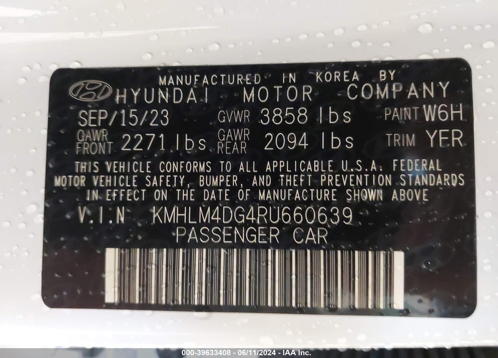 2024 HYUNDAI ELANTRA SEL VIN: KMHLM4DG4RU660639