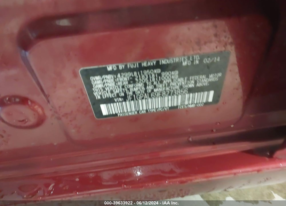 2014 SUBARU IMPREZA 2.0I SPORT PREMIUM VIN: JF1GPAL69E8273856