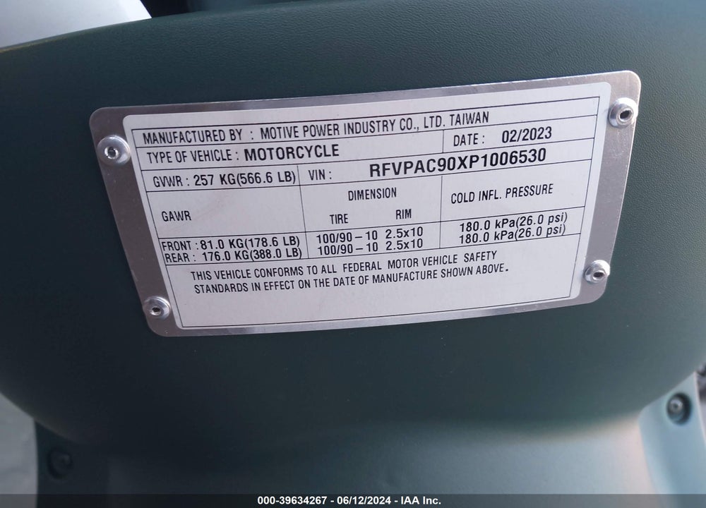 2023 GENUINE SCOOTER CO. BUDDY 170I VIN: RFVPAC90XP1006530