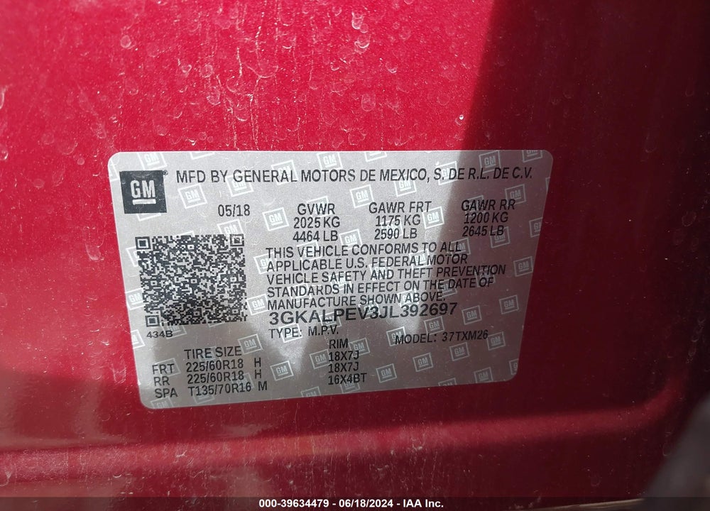 2018 GMC TERRAIN SLT VIN: 3GKALPEV3JL392697