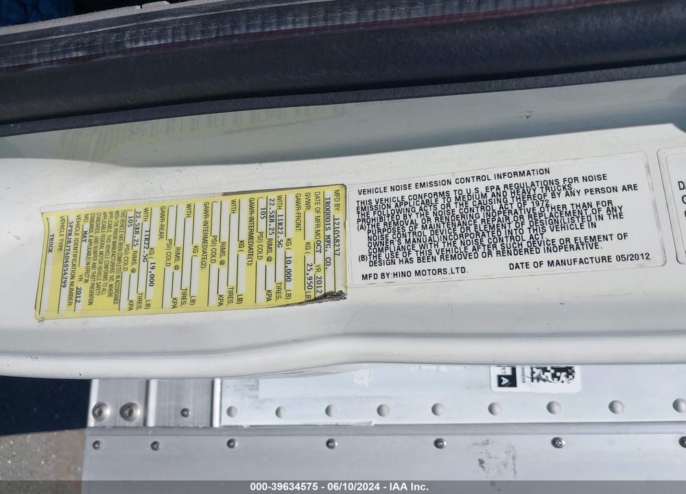 2013 HINO 258/268 VIN: 5PVNJ8JT4D4S54299