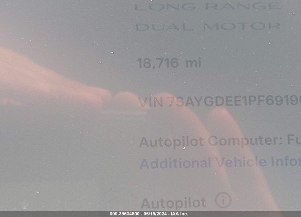 2023 TESLA MODEL Y VIN: 7SAYGDEE1PF691905