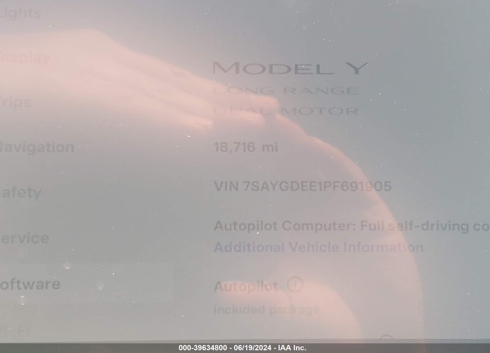 2023 TESLA MODEL Y VIN: 7SAYGDEE1PF691905