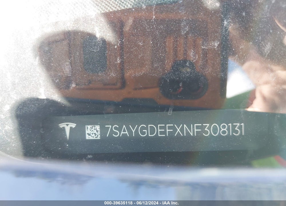 2022 TESLA MODEL Y PERFORMANCE DUAL MOTOR ALL-WHEEL DRIVE VIN: 7SAYGDEFXNF308131