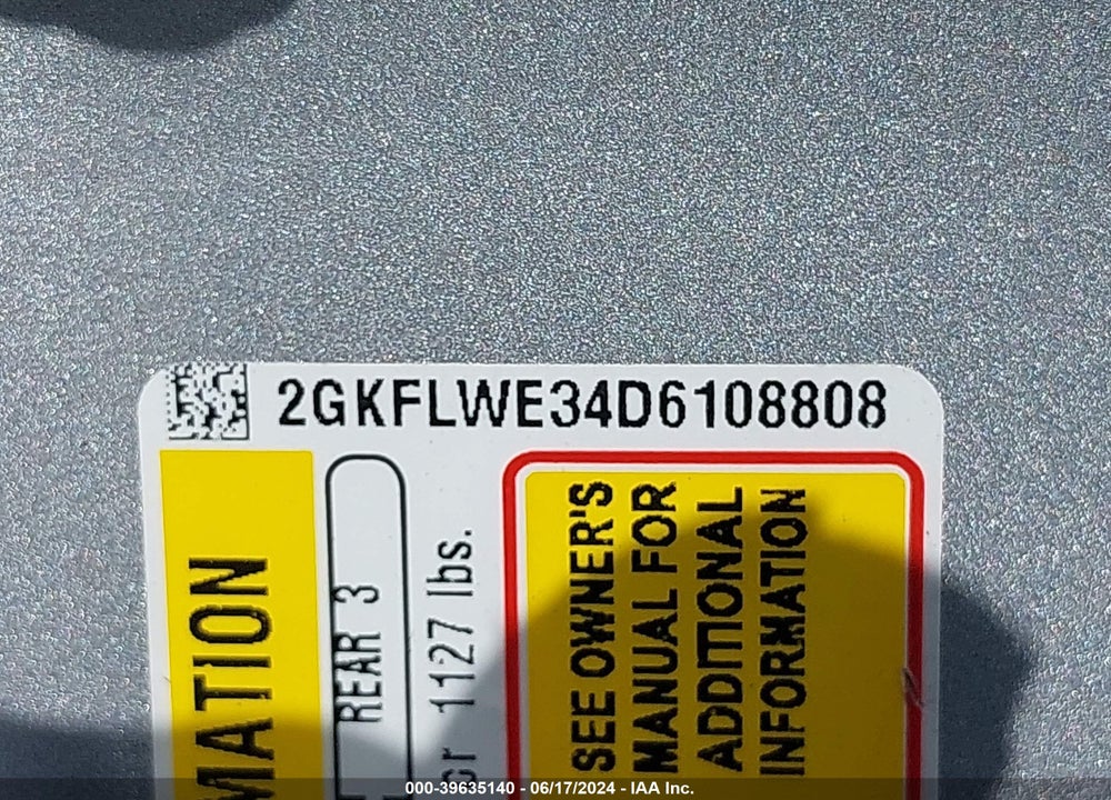 2013 GMC TERRAIN SLT-2 VIN: 2GKFLWE34D6108808