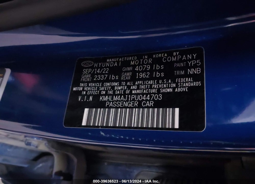 2023 HYUNDAI ELANTRA HYBRID BLUE VIN: KMHLM4AJ1PU044703