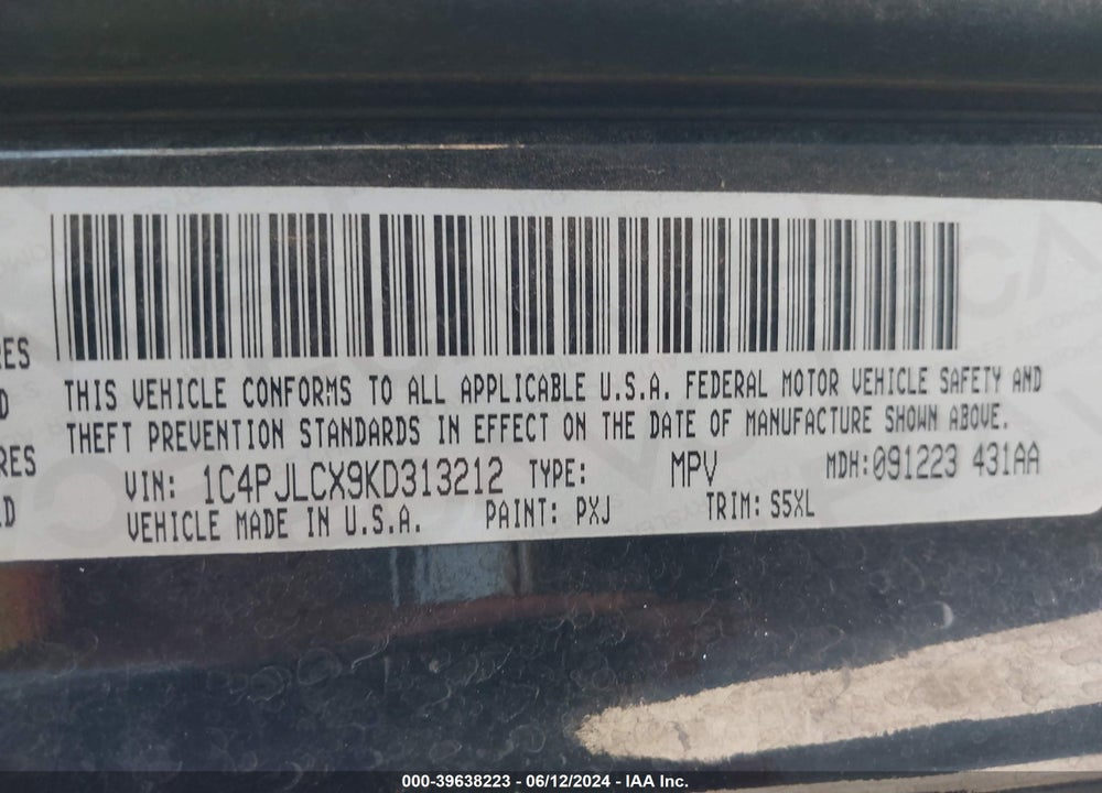 2019 JEEP CHEROKEE LATITUDE FWD VIN: 1C4PJLCX9KD313212