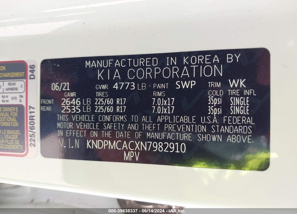 2022 KIA SPORTAGE LX VIN: KNDPMCACXN7982910