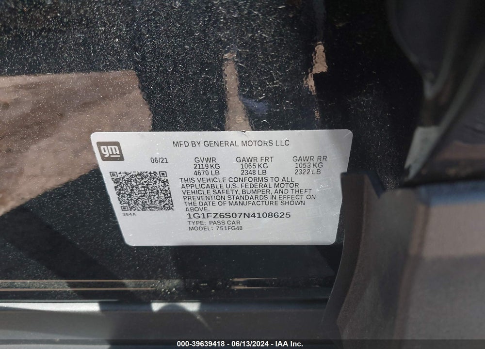 2022 CHEVROLET BOLT EUV FWD PREMIER VIN: 1G1FZ6S07N4108625
