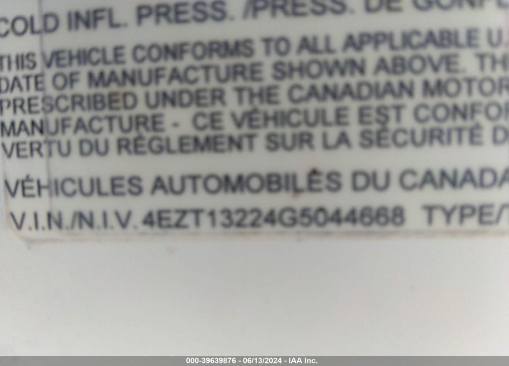 2016 VENTURE SPORTTREK VIN: 4EZT13224G5044668