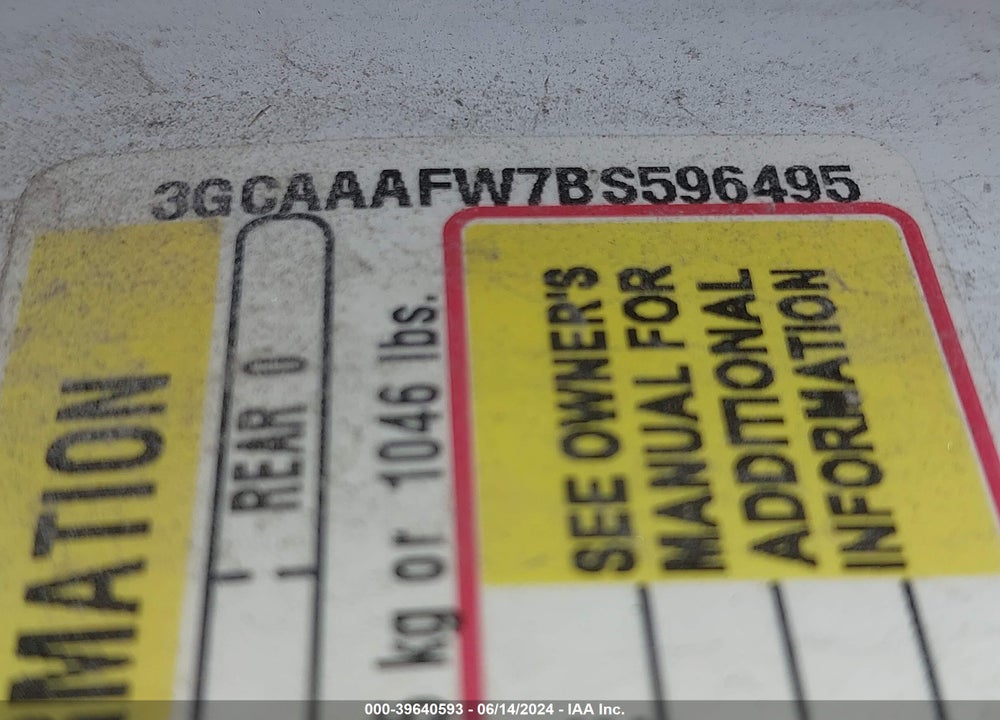 2011 CHEVROLET HHR PANEL LS VIN: 3GCAAAFW7BS596495