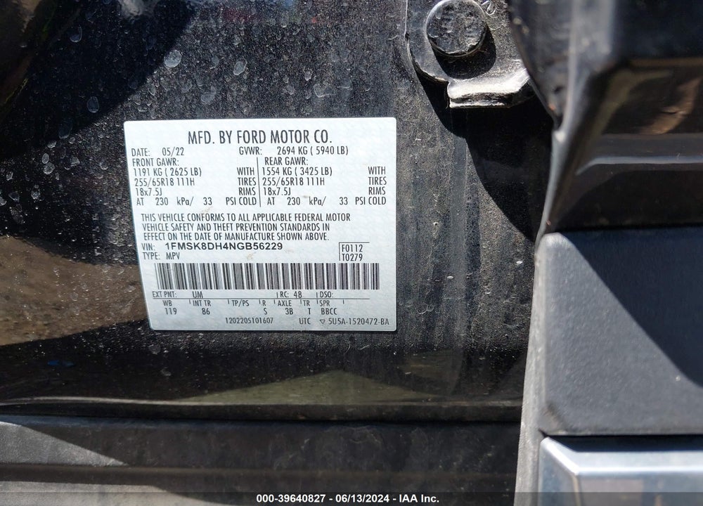 2022 FORD EXPLORER XLT VIN: 1FMSK8DH4NGB56229