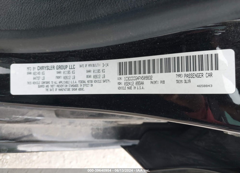 2015 CHRYSLER 200 C VIN: 1C3CCCCG4FN509832