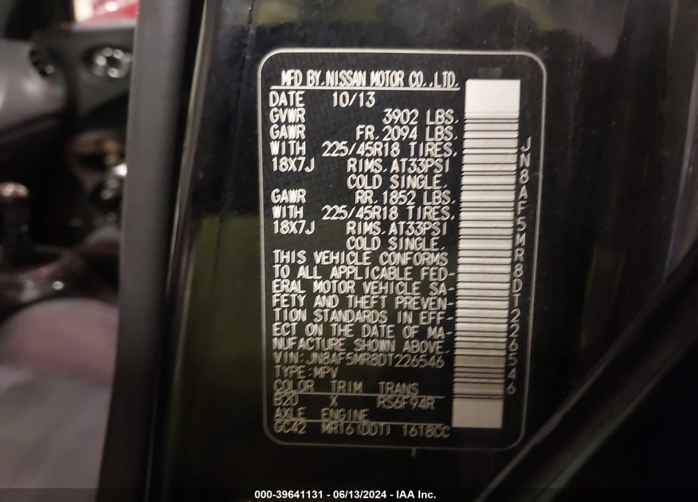 2013 NISSAN JUKE NISMO VIN: JN8AF5MR8DT226546