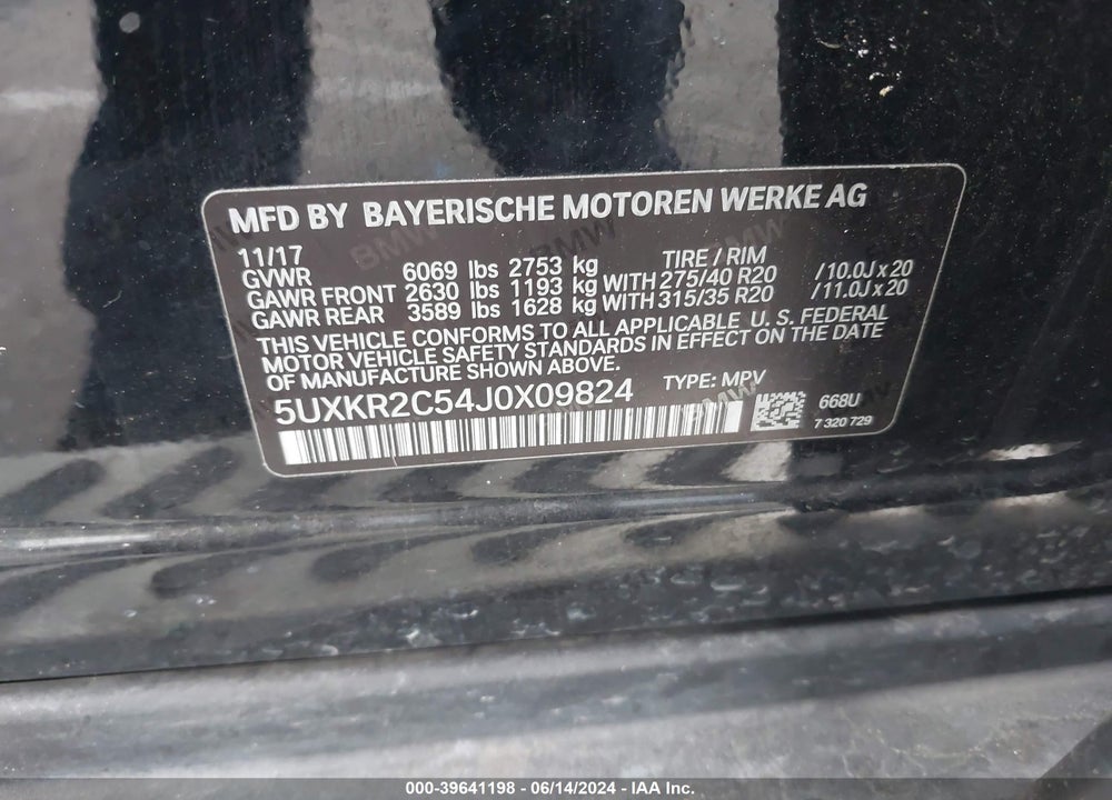 2018 BMW X5 SDRIVE35I VIN: 5UXKR2C54J0X09824