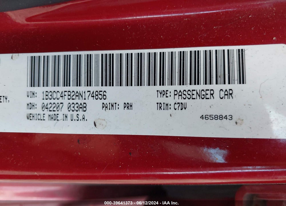 2010 DODGE AVENGER SXT VIN: 1B3CC4FB2AN174856
