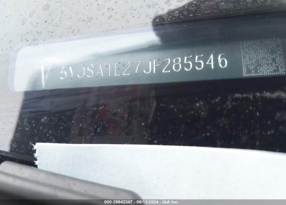 2018 TESLA MODEL S 100D/75D/P100D VIN: 5YJSA1E27JF285546