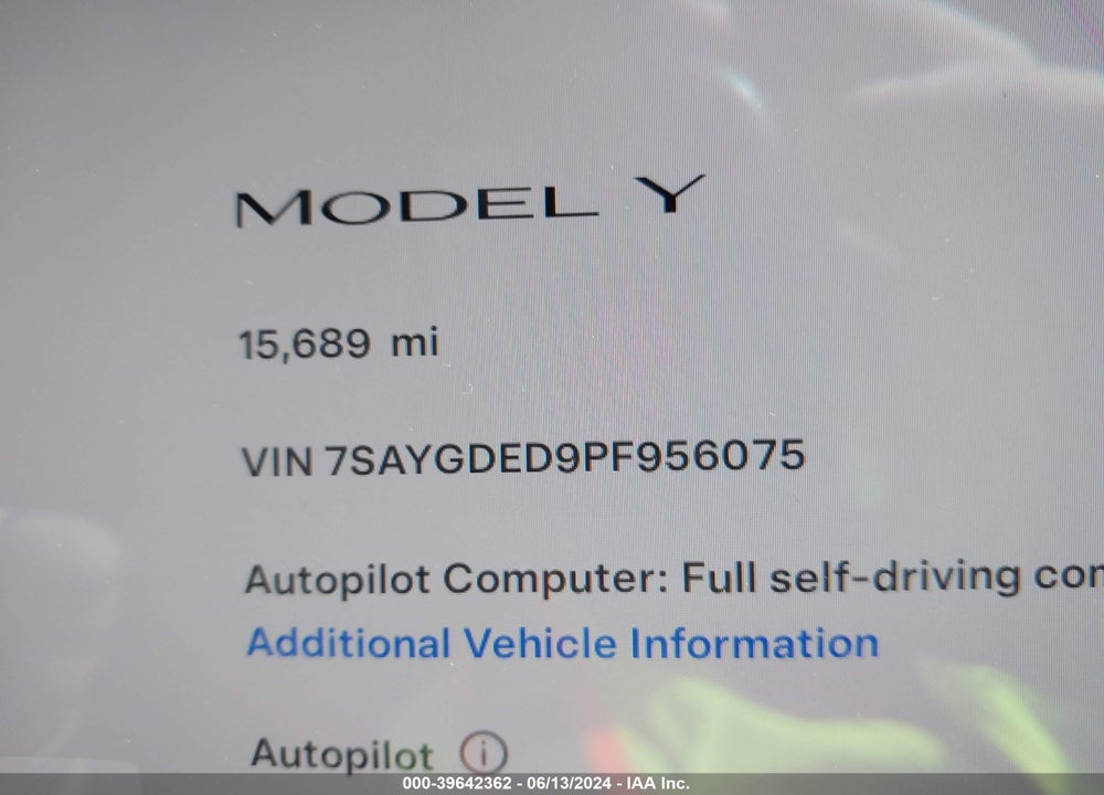 2023 TESLA MODEL Y RWD VIN: 7SAYGDED9PF956075