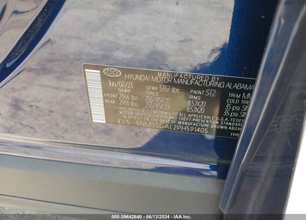 2023 HYUNDAI SANTA FE CALLIGRAPHY VIN: 5NMS5DAL2PH591405