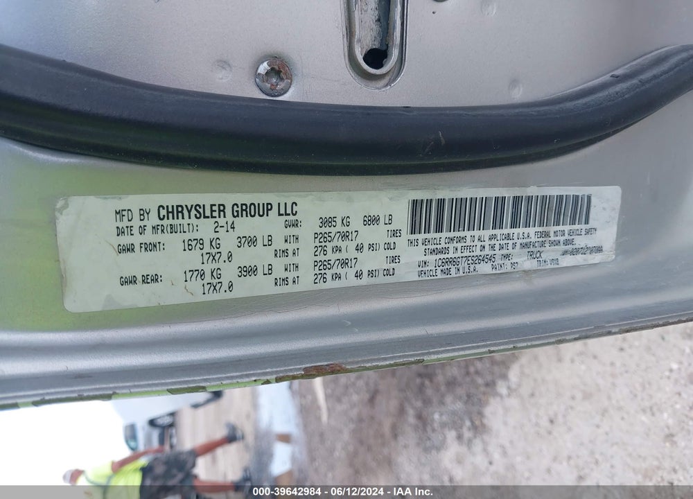 2014 RAM 1500 SLT VIN: 1C6RR6GT7ES264545