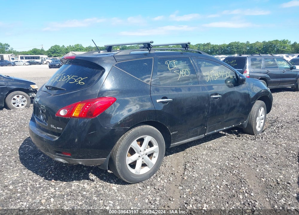 2009 NISSAN MURANO SL VIN: JN8AZ18W99W144248