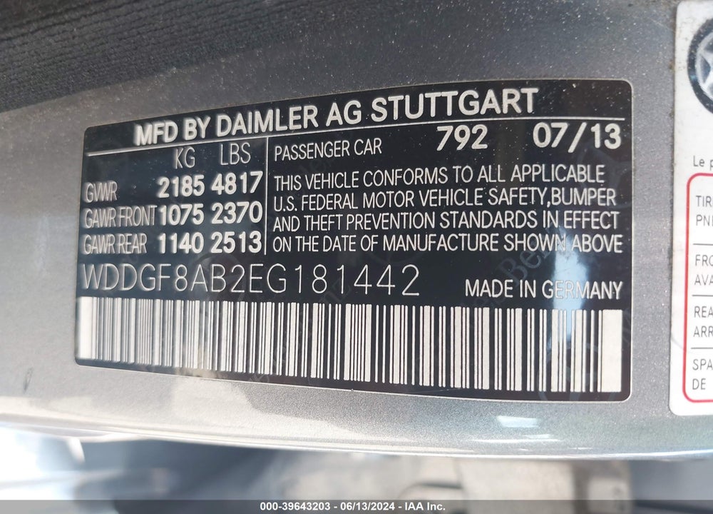 2014 MERCEDES-BENZ C 300 LUXURY 4MATIC/SPORT 4MATIC VIN: WDDGF8AB2EG181442