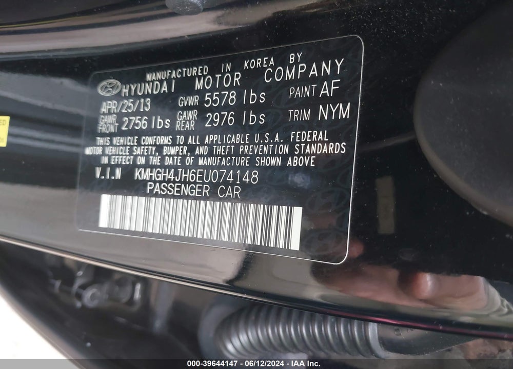 2014 HYUNDAI EQUUS SIGNATURE VIN: KMHGH4JH6EU074148