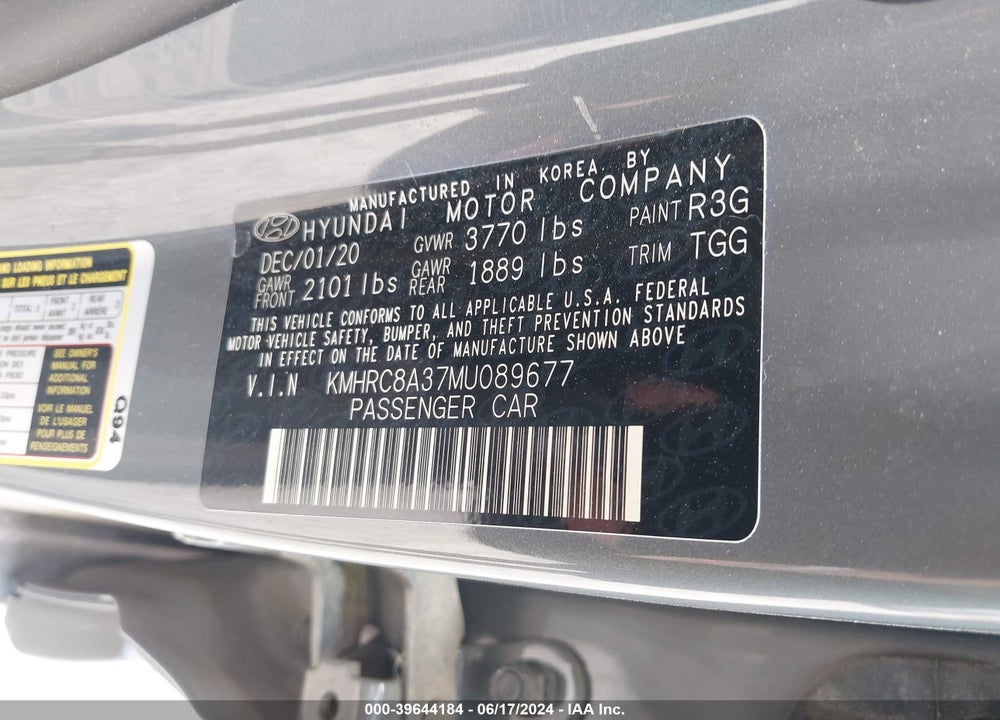 2021 HYUNDAI VENUE SEL VIN: KMHRC8A37MU089677