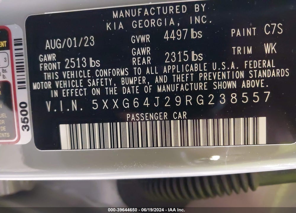2024 KIA K5 GT LINE VIN: 5XXG64J29RG238557