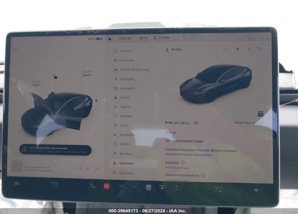 2024 TESLA MODEL 3 REAR-WHEEL DRIVE VIN: 5YJ3E1EA5RF733861