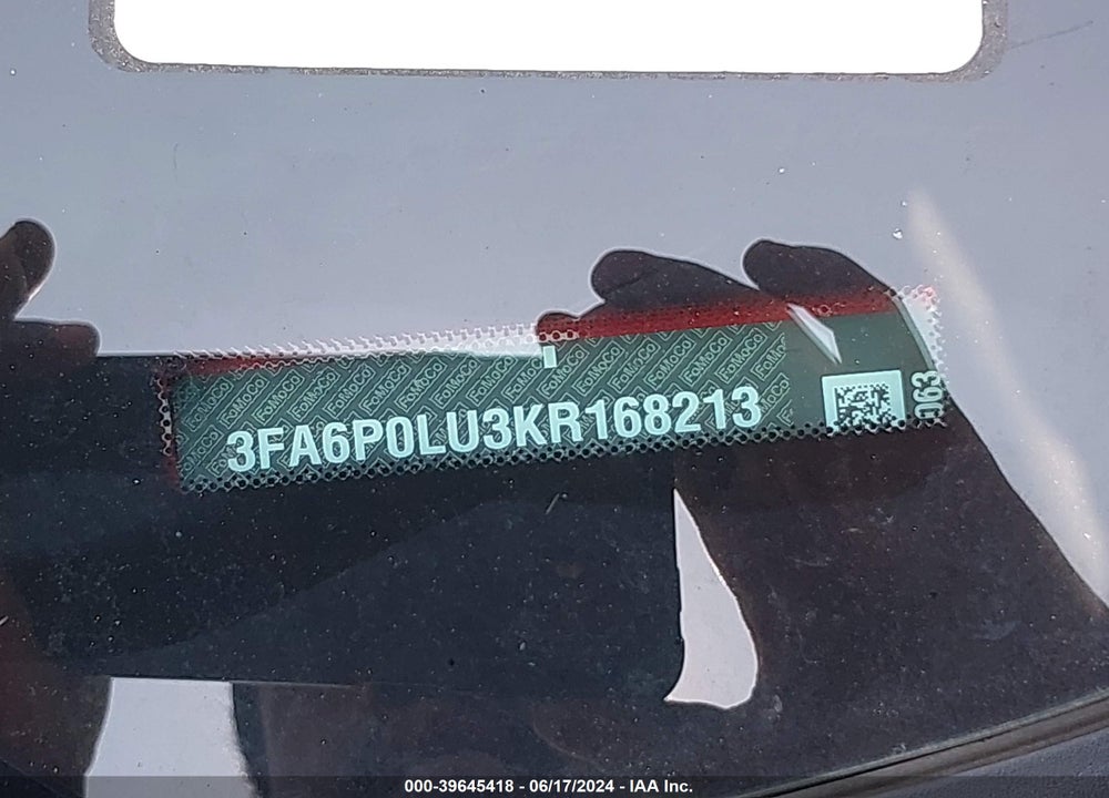2019 FORD FUSION HYBRID SE VIN: 3FA6P0LU3KR168213