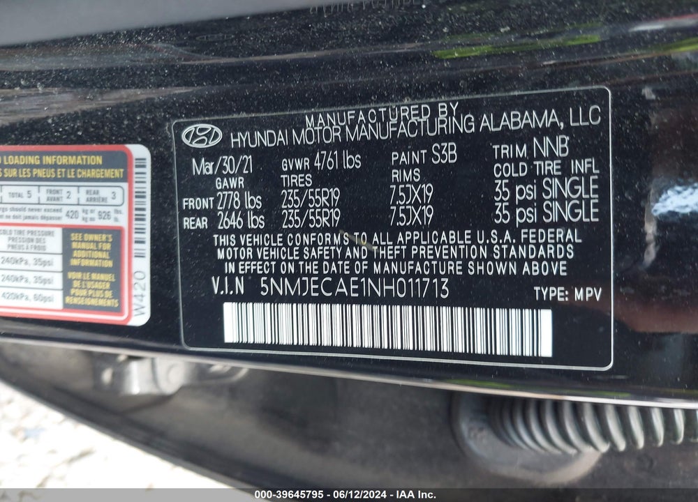 2022 HYUNDAI TUCSON LIMITED VIN: 5NMJECAE1NH011713