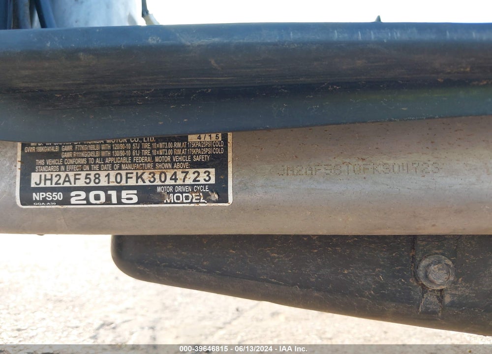 2015 HONDA NPS50 VIN: JH2AF5810FK304723
