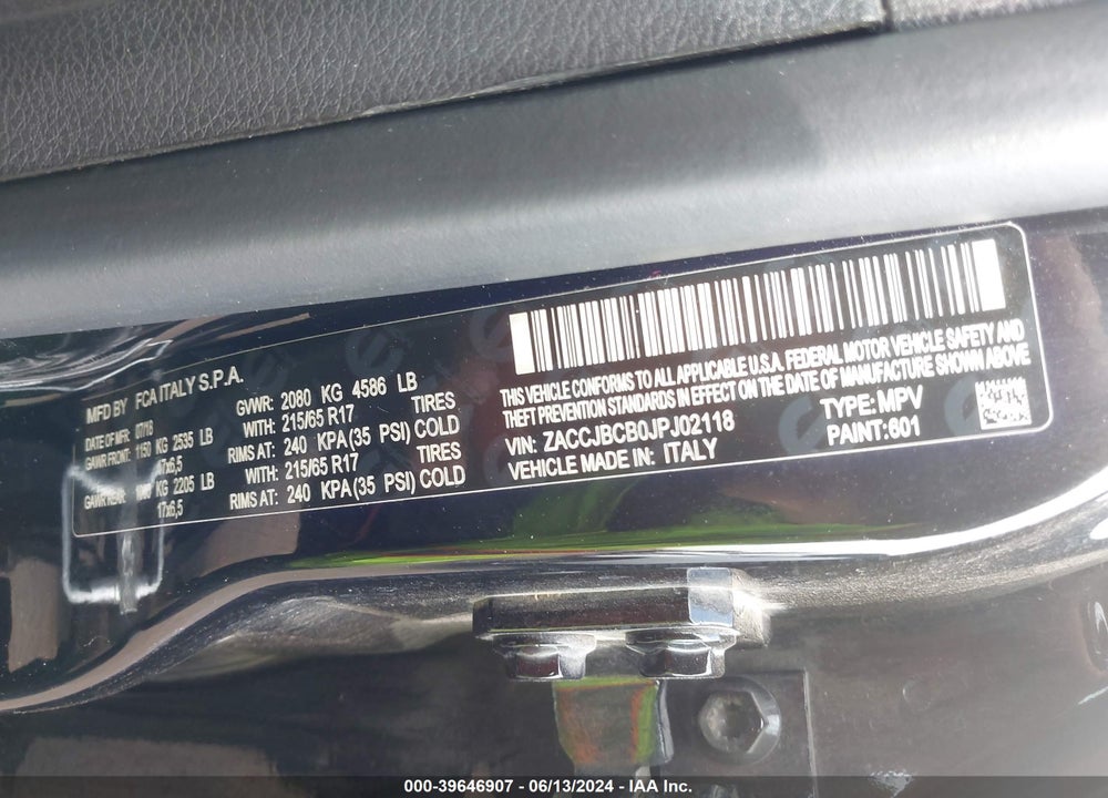 2018 JEEP RENEGADE TRAILHAWK 4X4 VIN: ZACCJBCB0JPJ02118