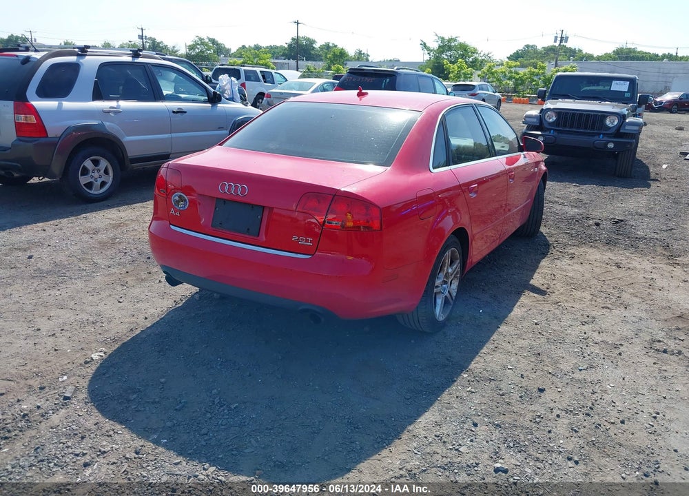 2007 AUDI A4 2.0T VIN: WAUDF78E77A171936