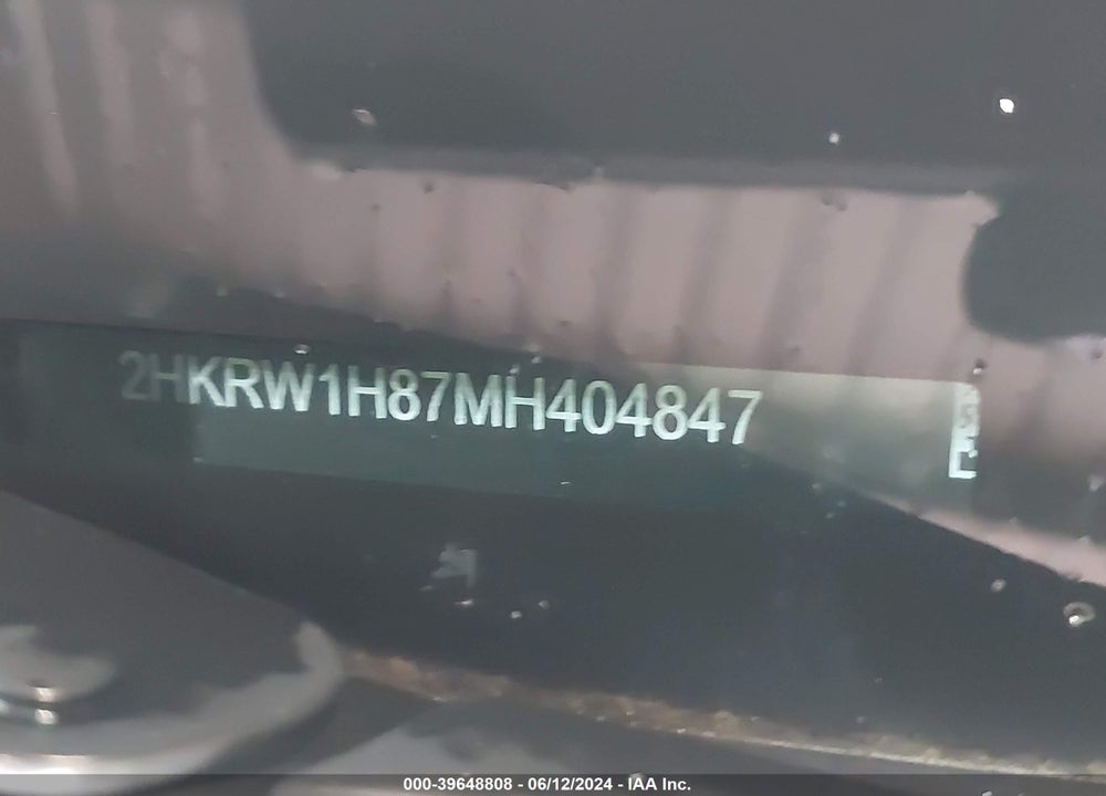 2021 HONDA CR-V 2WD EX-L VIN: 2HKRW1H87MH404847