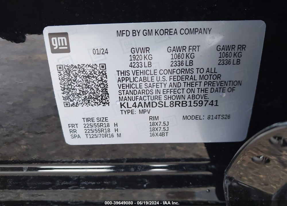 2024 BUICK ENCORE GX SPORT TOURING FWD VIN: KL4AMDSL8RB159741