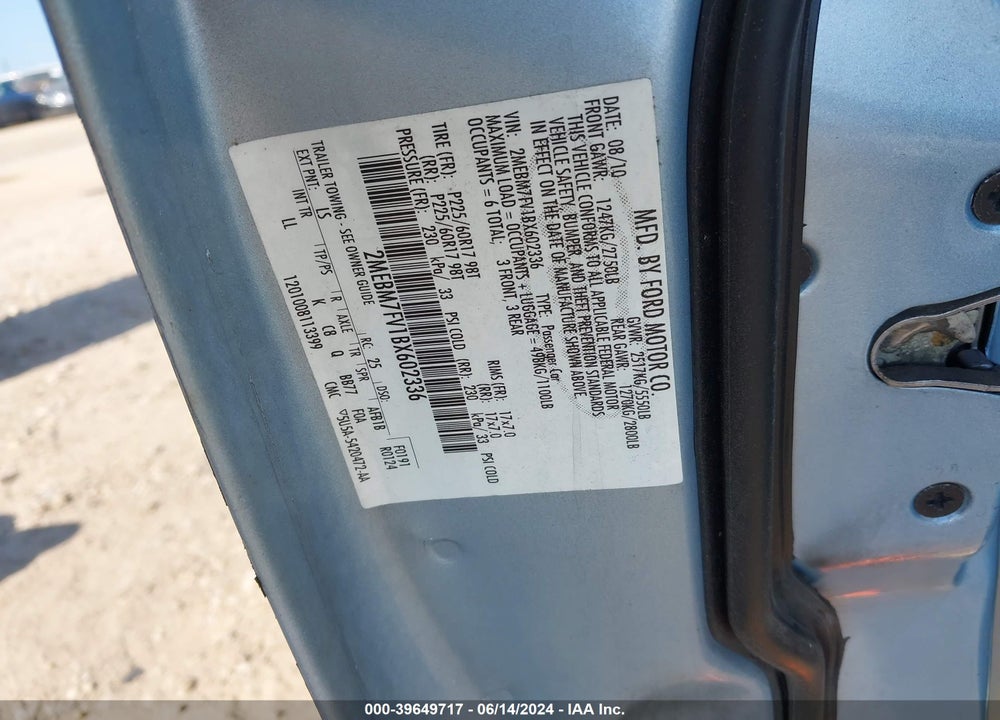 2011 MERCURY GRAND MARQUIS LS VIN: 2MEBM7FV1BX602336