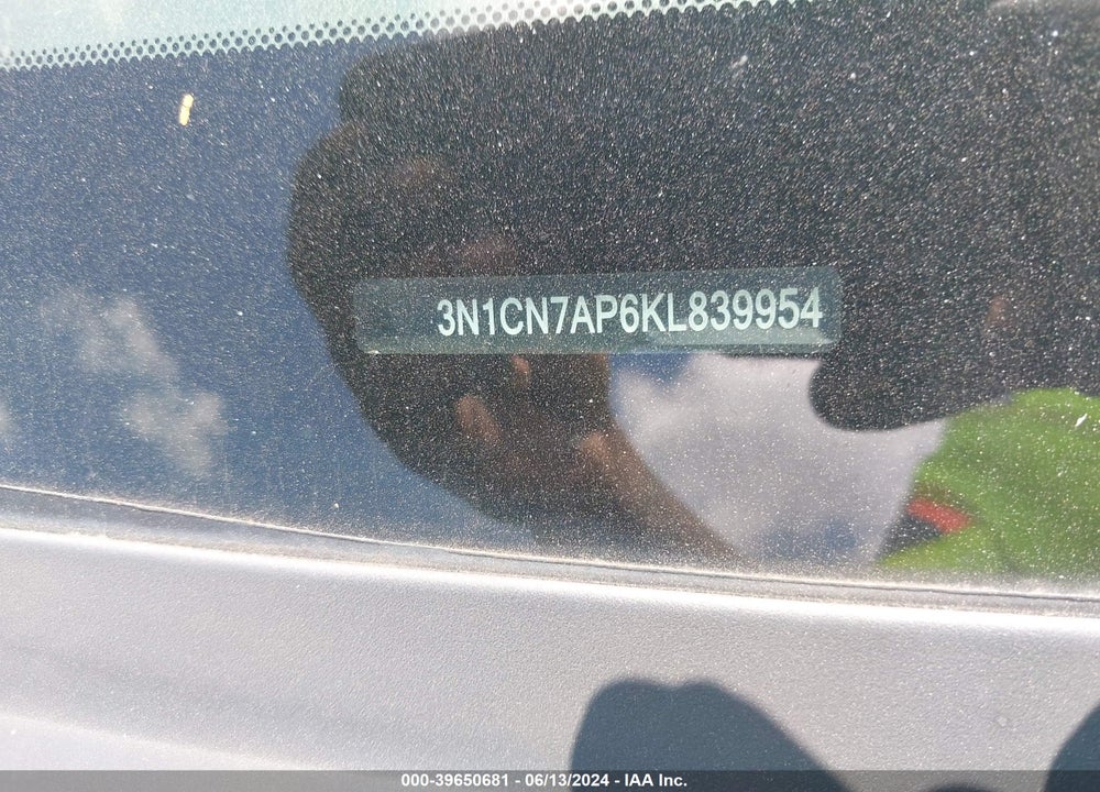 2019 NISSAN VERSA VIN: 3N1CN7AP6KL839954