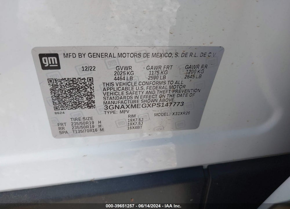 2023 CHEVROLET EQUINOX FWD RS VIN: 3GNAXMEGXPS147773