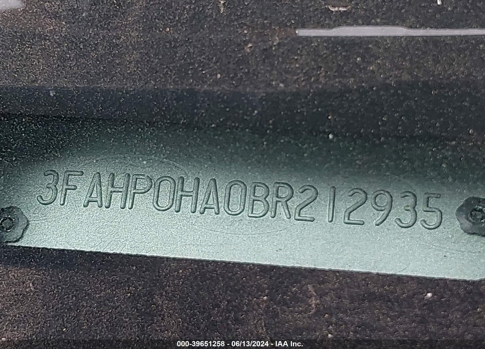 2011 FORD FUSION SE VIN: 3FAHP0HA0BR212935